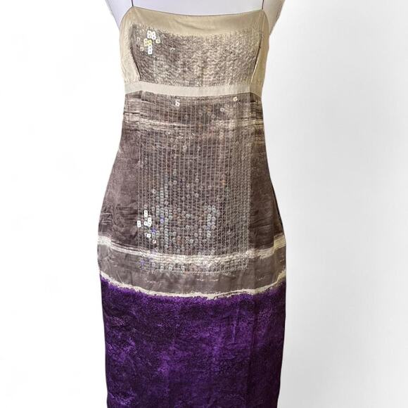 Hugo Boss Silk Sequin Cocktail Dress Purple Silver Party Evening 90s Y2K - Picture 1 of 8